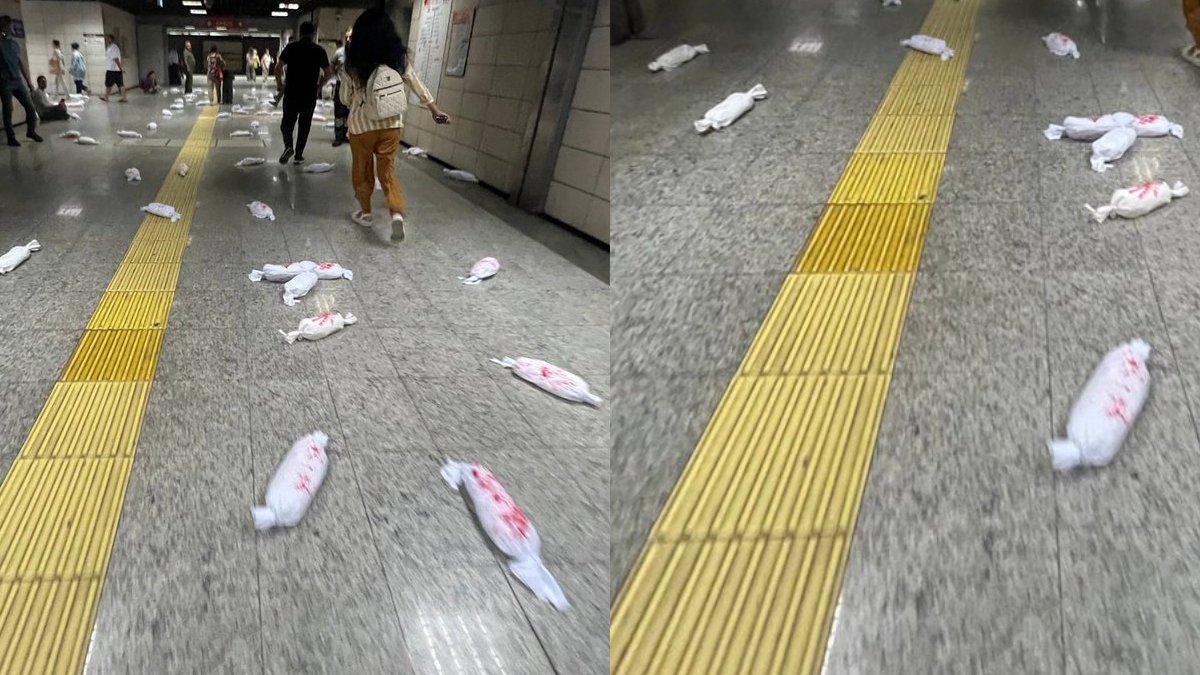 Marmaray Sirkeci durağında sessiz feryat: Bebek kefenleriyle Gazze protestosu