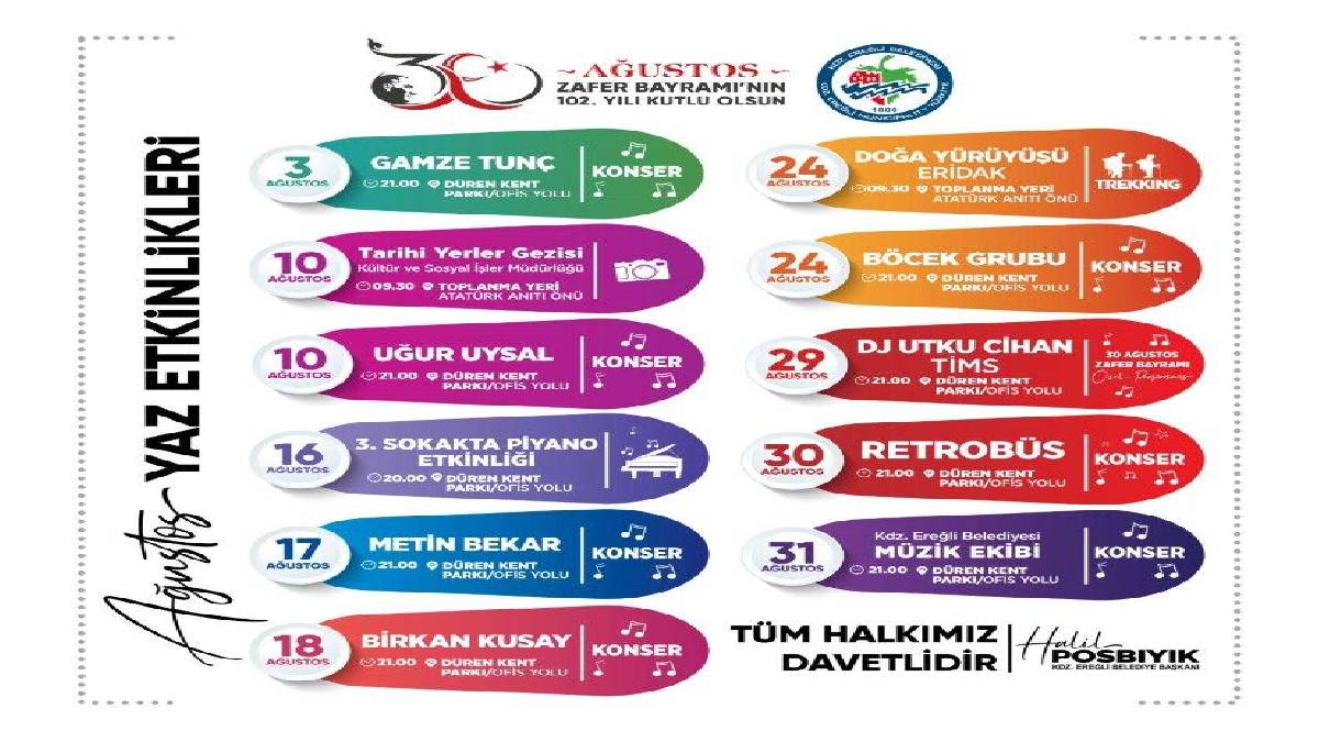 Kdz. Ereğli’de Yaz Etkinlikleri ağustos ayında da dolu dizgin devam edecek