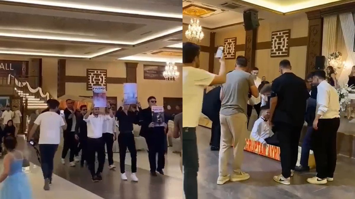 Düğün salonuna tabutla girdiler! Davetliler neye uğradıklarını şaşırdı