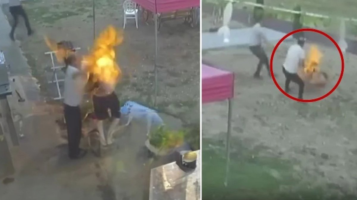 Mangal başında korkunç ölüm! O anlar kamerada