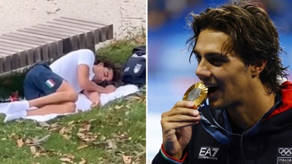 Altın madalyalı Thomas Ceccon parkta uyudu!