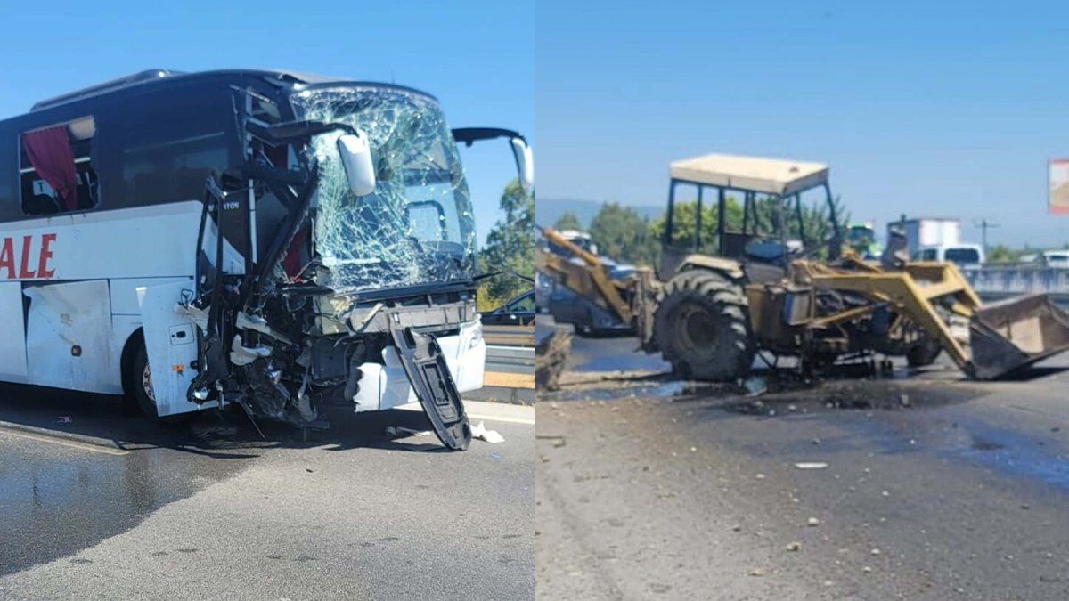 Söke'de can pazarı! Yolcu otobüsü iş makinesine çarptı: 9 yaralı
