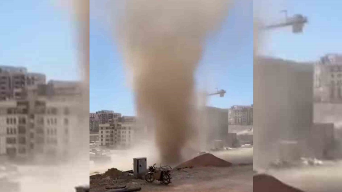 Hatay’da korkutan anlar! İnşaat alanında tozu dumana kattı: 2 dakika boyunca devam etti