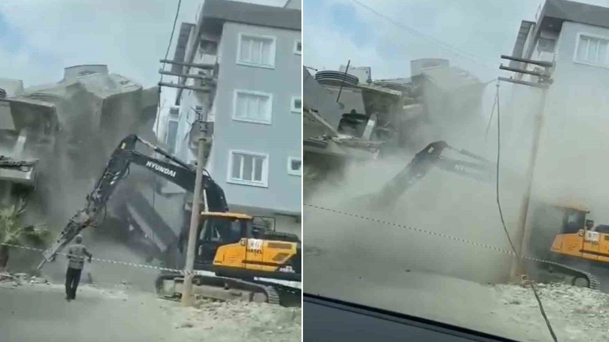 Kontrollü yıkım esnasında bina başka apartmana devrildi