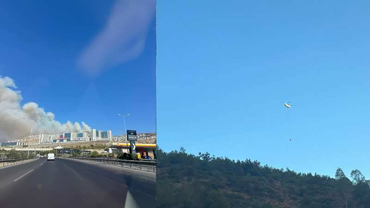 İzmir Şehir Hastanesi'nin yakınında korkutan yangın!