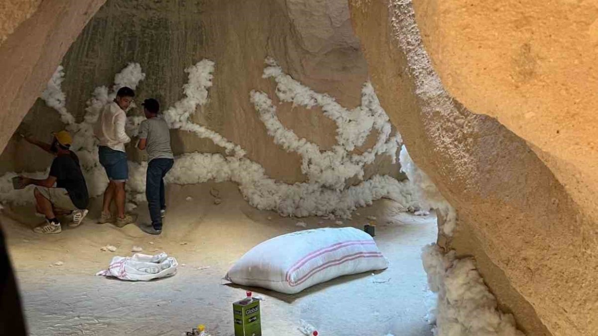 Kapadokya'da reklam için kaya oyma yapıya zarar verdiler: Firmaya 2 milyon ceza kesildi