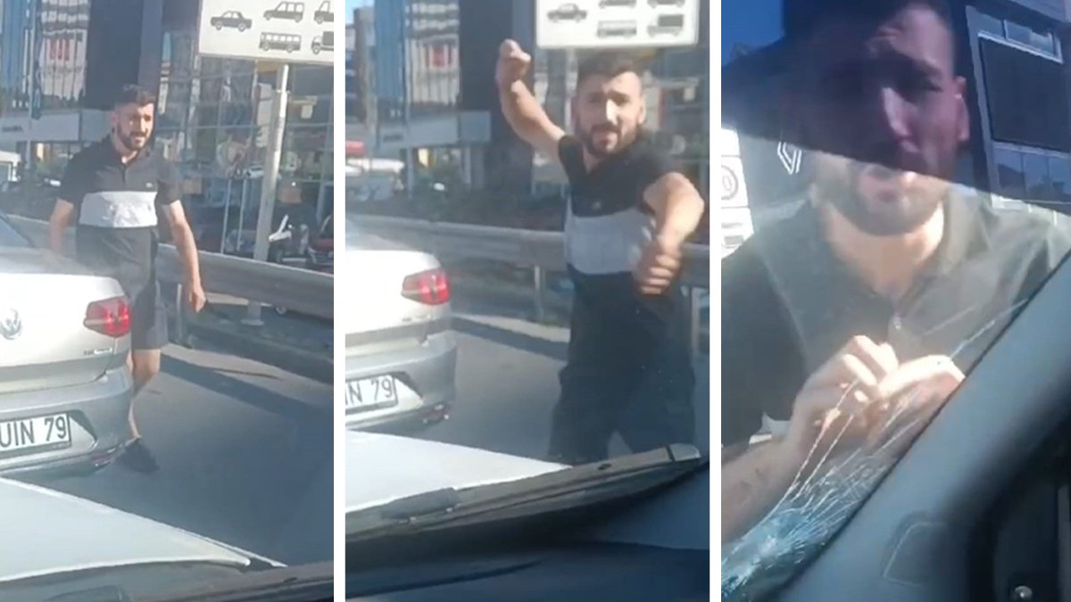 Trafikte maganda dehşeti: Önünü kesip camını kırdılar