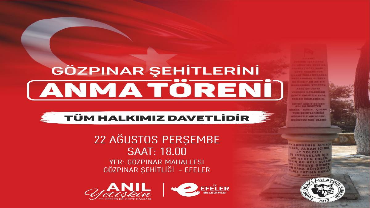 Gözpınar Şehitleri Anma Töreni'yle yâd edilecek