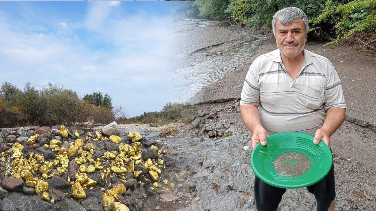 Dere dere gezip gram altın topluyor! Tek masrafı kürek ve elek: Haftada 13 gram altın çıkarıyor