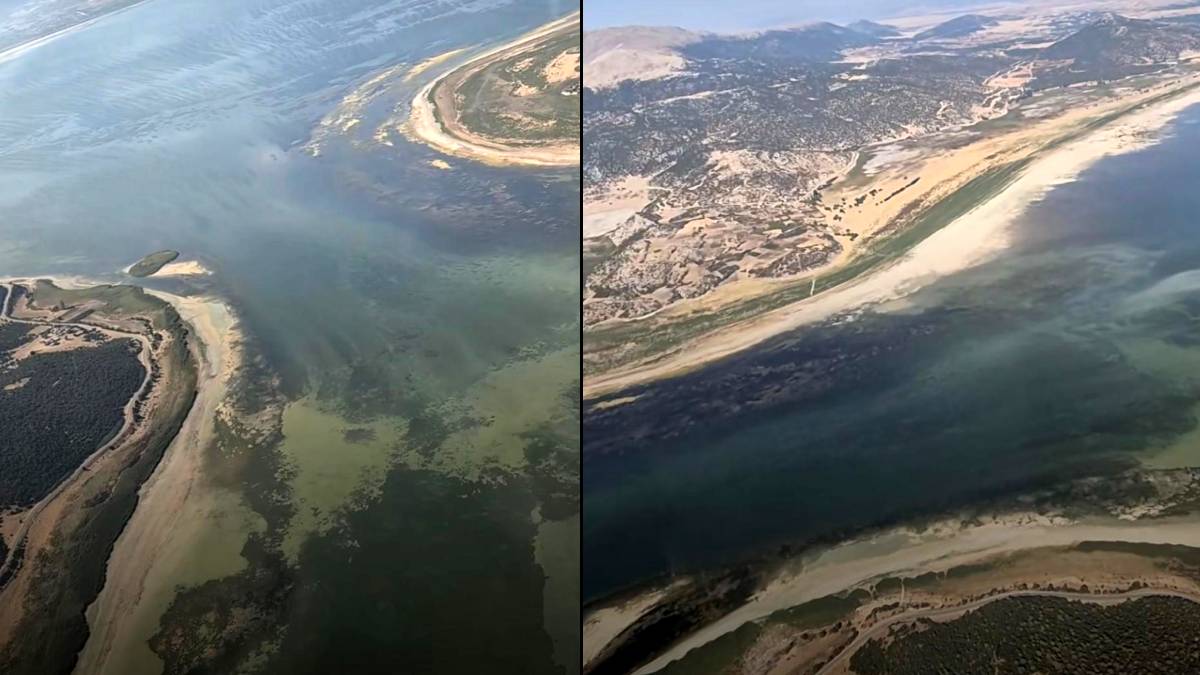 Eğirdir Gölü'nün yok oluşunu havadan görüntüledi: Göl bölünmek üzere