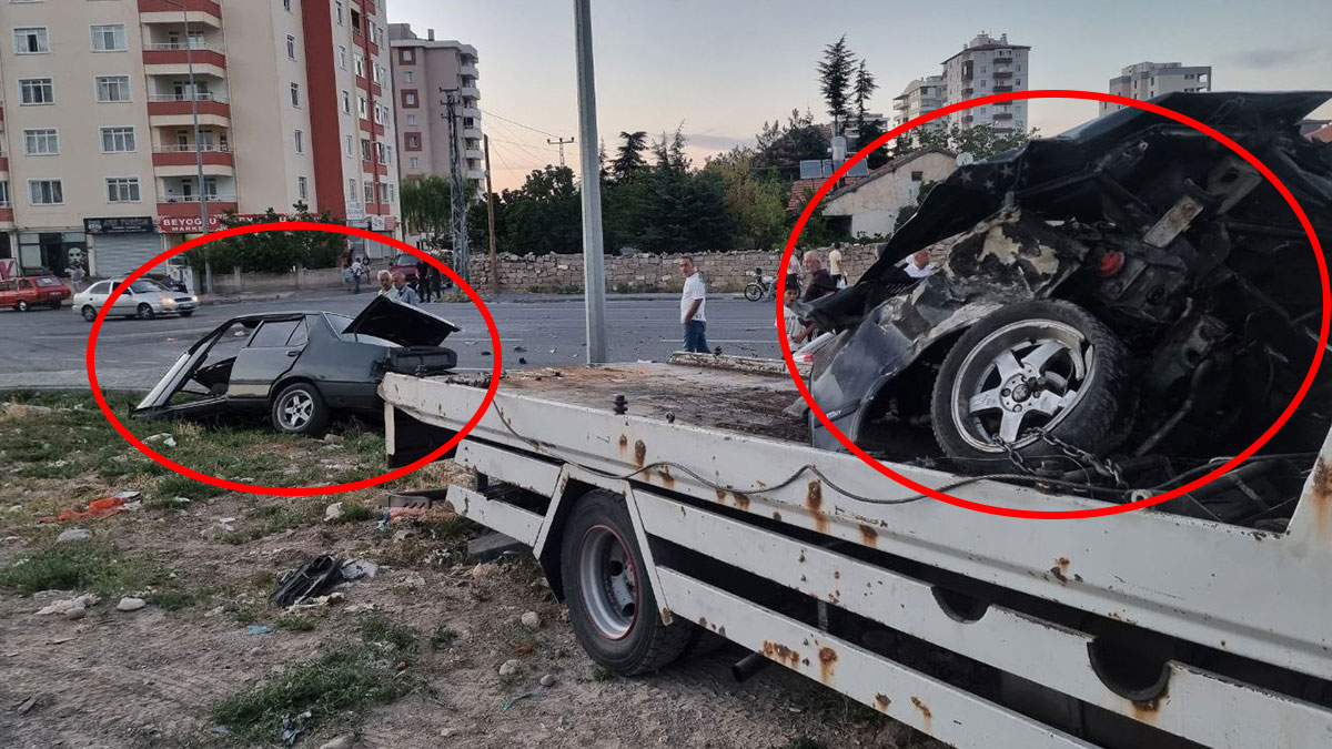 Trafik kazasında aracın ikiye bölünme anı kamerada! 90'lı yılların en çok kullanılan otomobiliydi