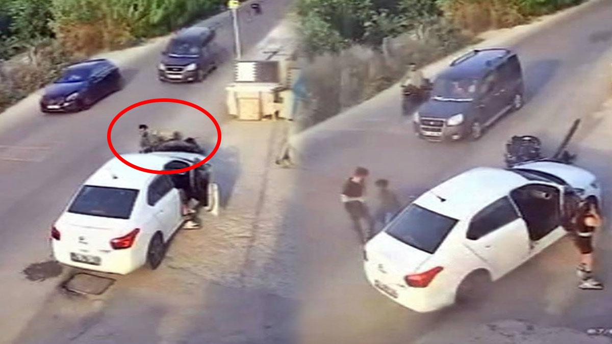 Aracın çarptığı motosiklet sürücüsü ehliyetsiz çıktı! Kaza anbean kamerada