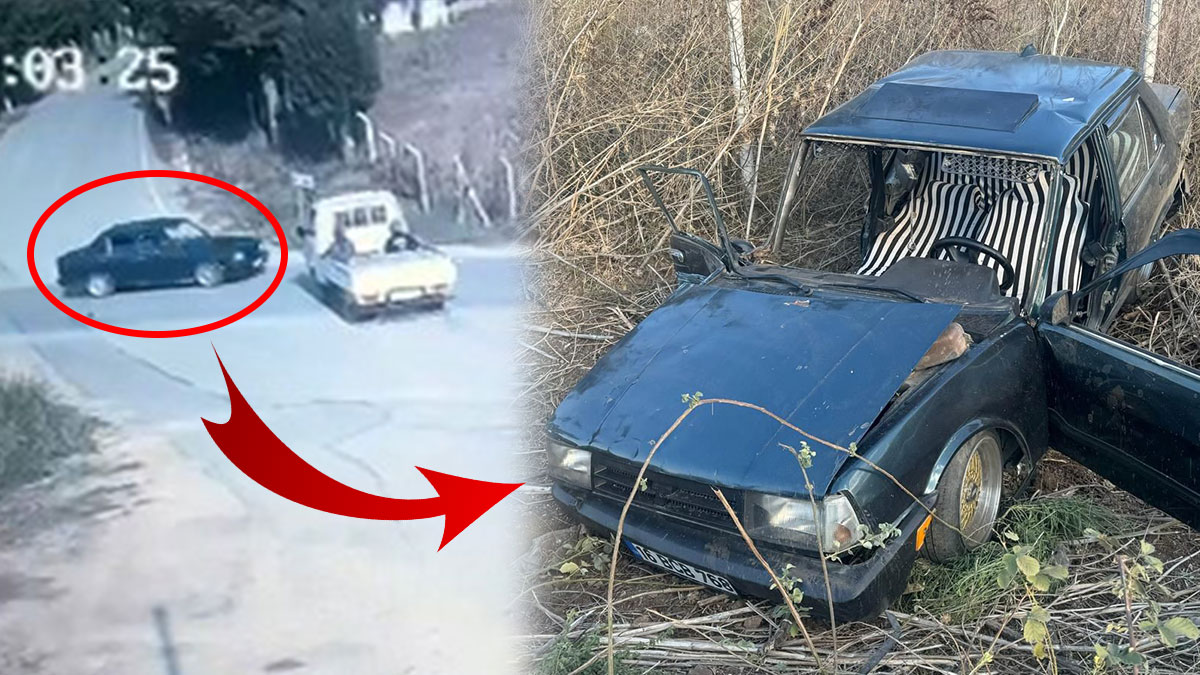 Sağına soluna bile bakmadı: Otomobili tarlaya uçurdu! Görüntüler saç baş yoldurdu