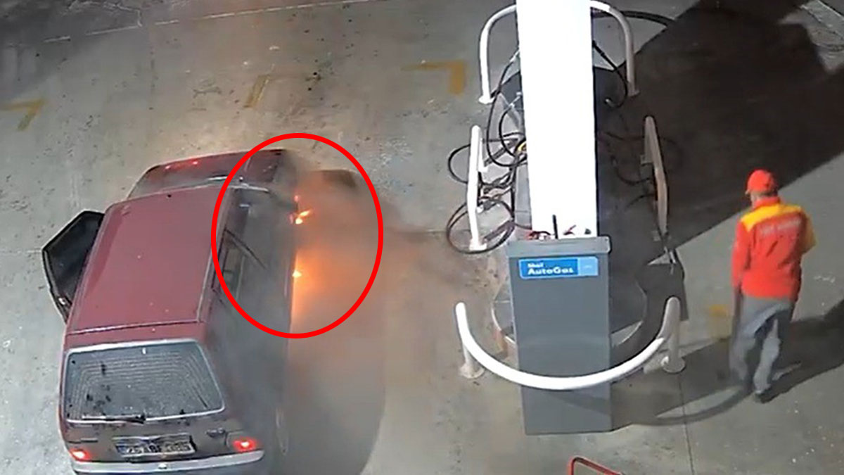 Akaryakıt istasyonunda facianın eşiğinden dönüldü! Korkutan anlar kamerada
