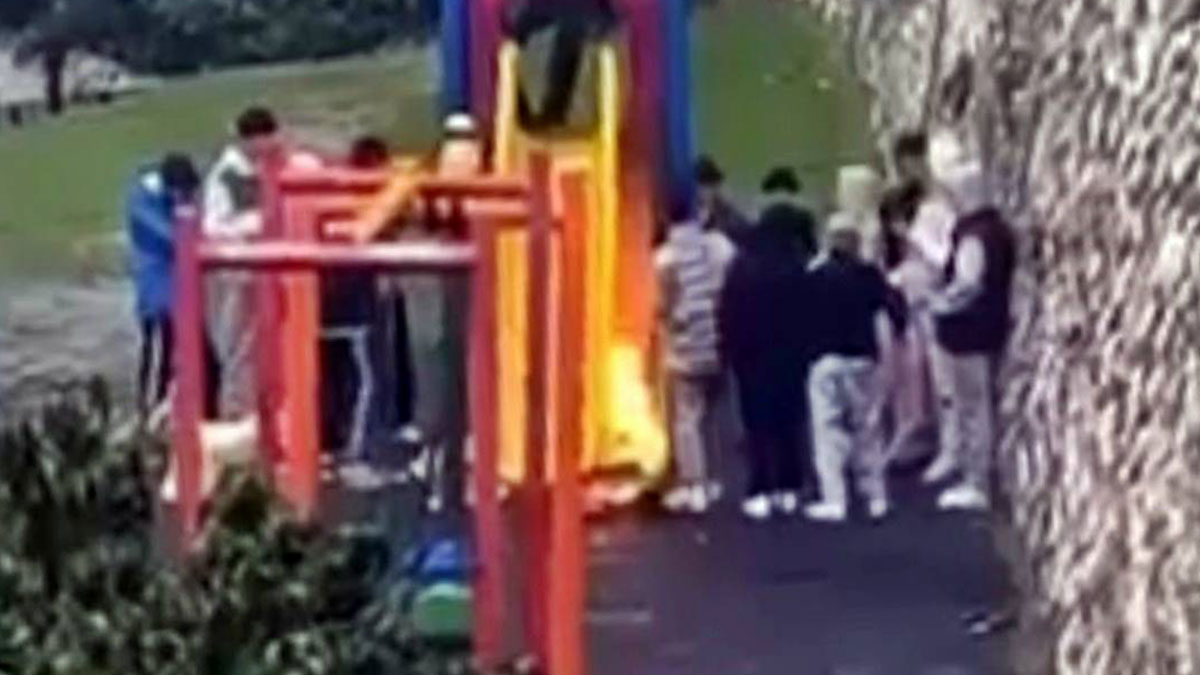 Çocuk parkındaki kaydırağı ateşe verip gülerek izlediler! Gençliğe dair umutların tükendiği anlar...