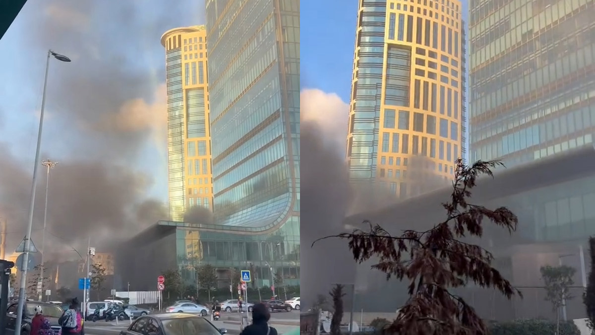 Levent'te AVM önünde yangın! Ekipler müdahale etti