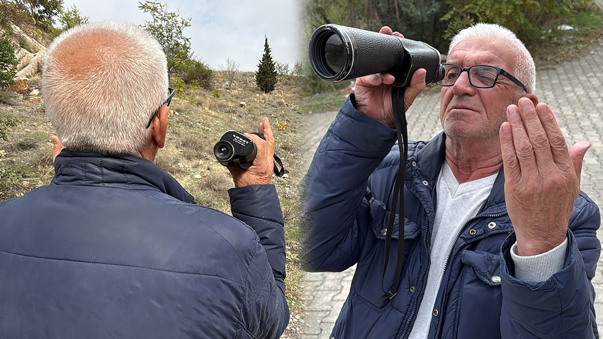 Görenler şaştı kaldı: Dürbünle oraya bakıp ellerini açıyor! Bakın yıllardır neden bunu yapıyor...