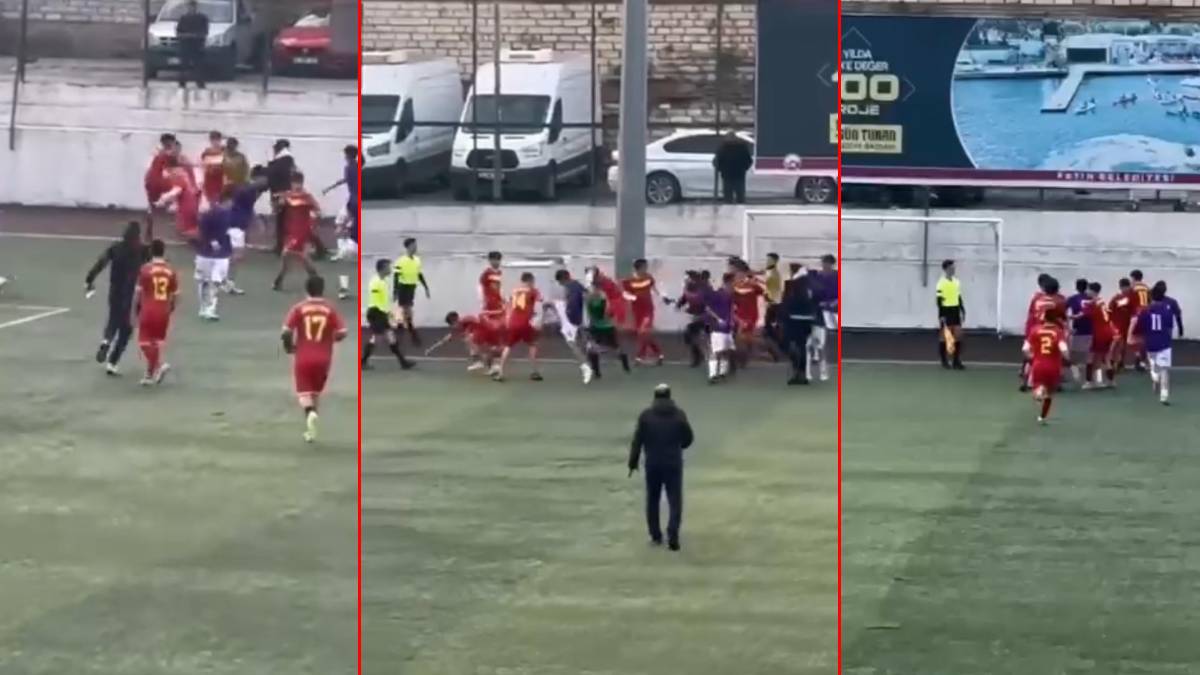 Futbolcular tekme ve yumruklarla birbirine girdi: Yeşil sahadaki kavga kamerada