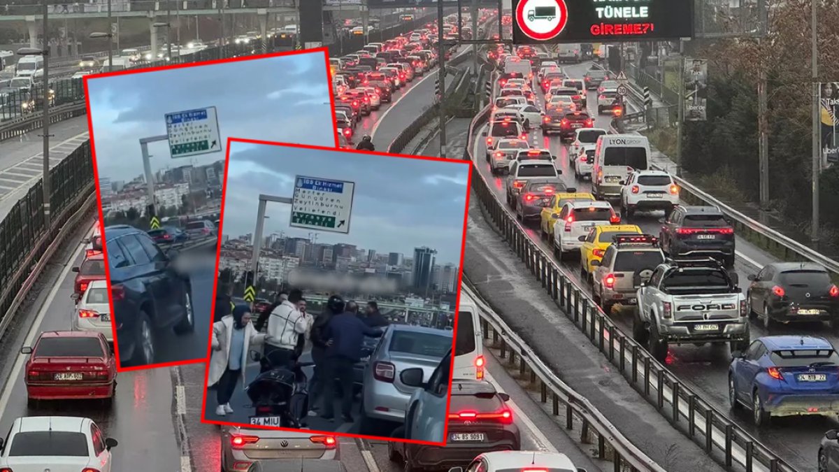 İstanbul’da yol verme tartışması tekme tokatlı kavgaya dönüştü! 10 kişi güçlükle ayırdı