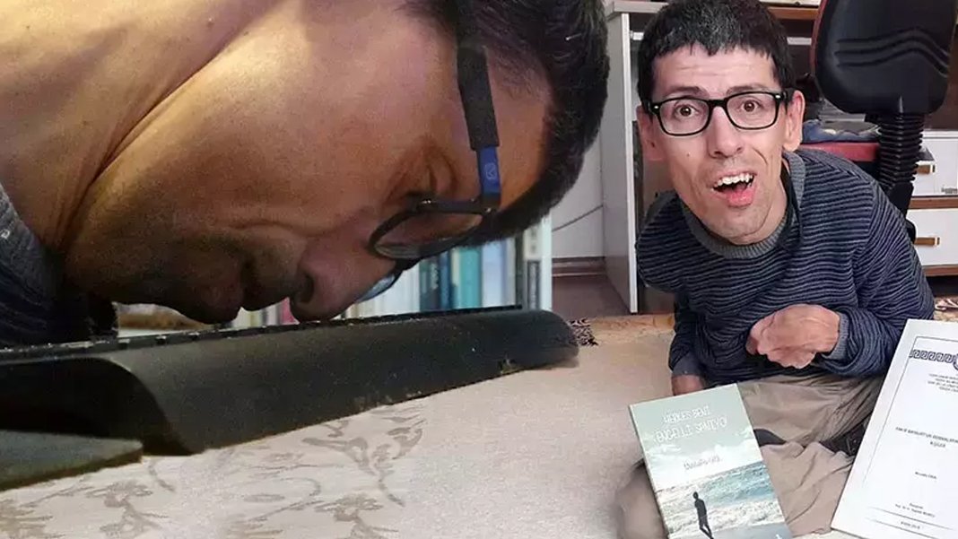 Serebral palsi hastası Mustafa Erol'dan büyük başarı: Klavyeyi burnu ile kullanarak iki kitap yazdı