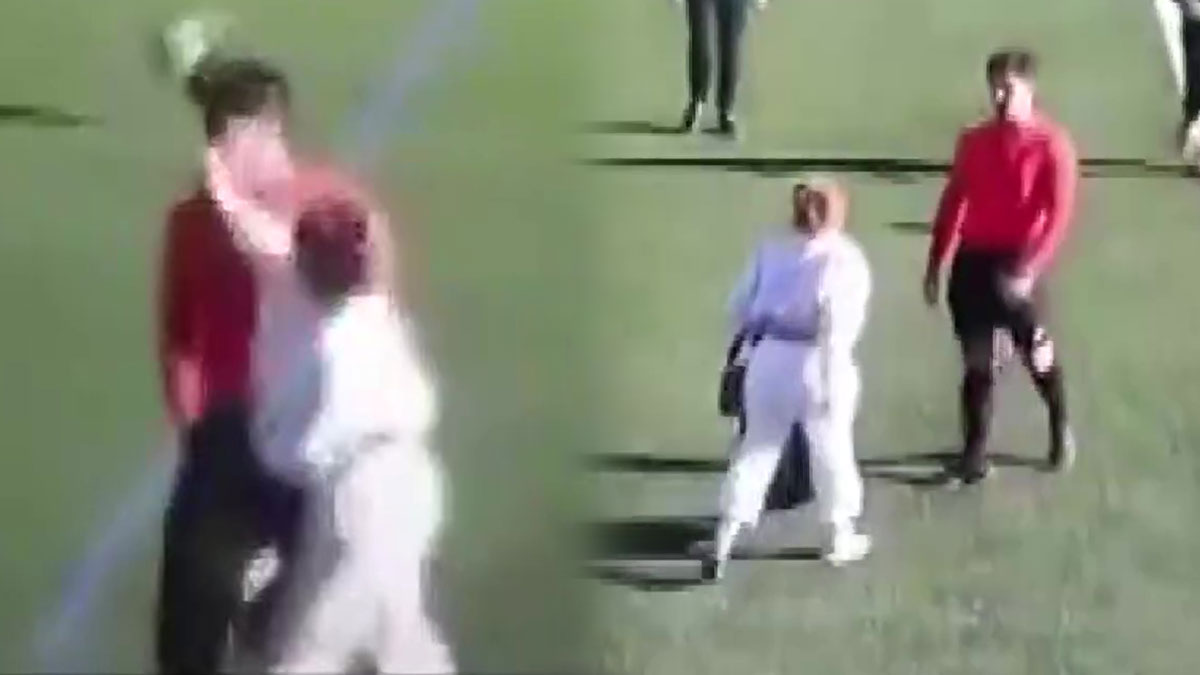 Kararı beğenmeyen futbolcunun annesi, sahaya girip hakemi tokatladı! Futbol maçında ilginç anlar kamerada