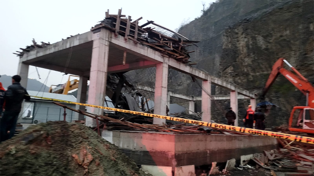 Trabzon'da inşaatta çökme! 3 işçi yaralı, 1 kişi aranıyor
