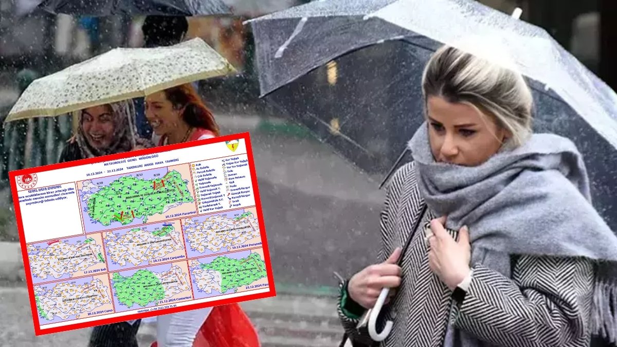 Pazartesi sabahı hava durumu: MGM'den 16-22 Aralık haftalık haritalı tahmin raporu