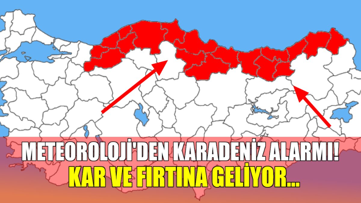 Meteoroloji'den Karadeniz alarmı! Gece 00:00'da başlayacak sabah 09:00'da bitecek: Kar ve fırtına geliyor