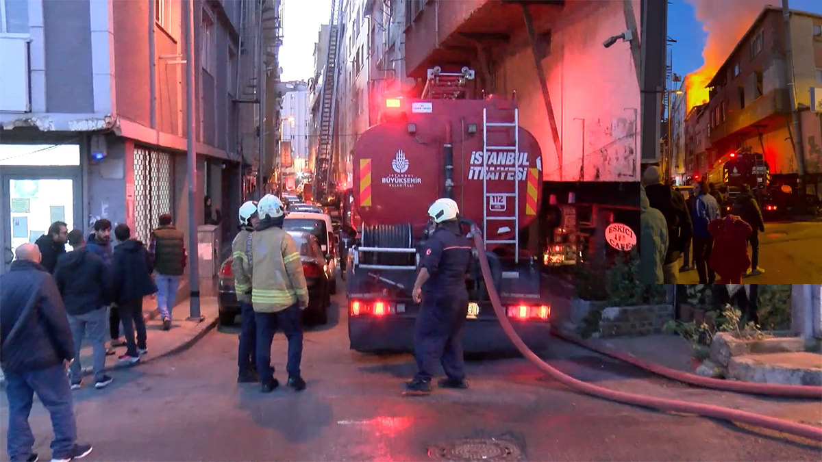 Şişli'de yangın paniği: 3 katlı binanın çatısı alev alev yandı