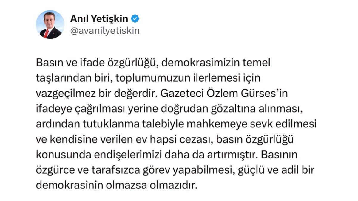 Başkan Yetişkin’den Özlem Gürses’e destek