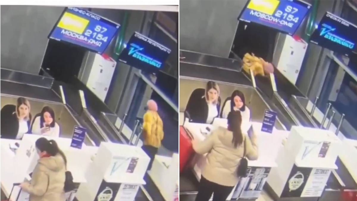 Havaalanında akılalmaz anlar! Yaşlı yolcu yürüyen bant sandı bagaj bandına çıktı