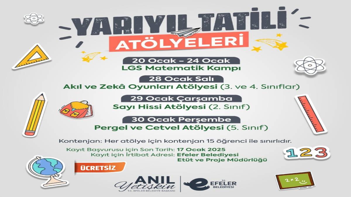 Efeler Belediyesi’nden çocuklara yarıyıl tatili atölyeleri