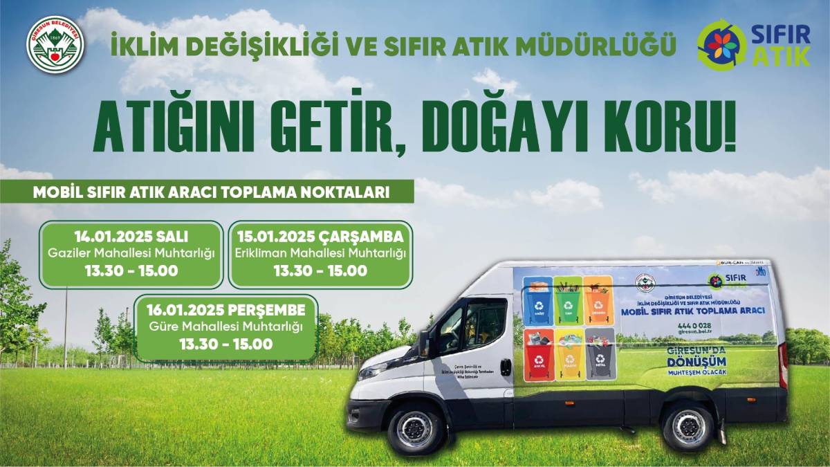 Belediye Sıfır Atık Müdürlüğü tarafından mahalle muhtarlıkları önünde sıfır atıklar toplanacak