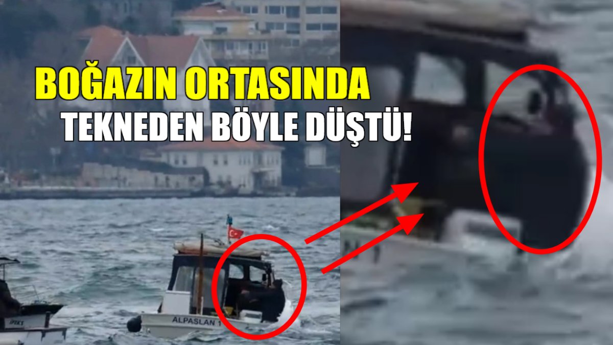 Boğazın ortasında tekneden düştü! O anlar böyle kaydedildi: Deniz polisinin yaptığı dalga...