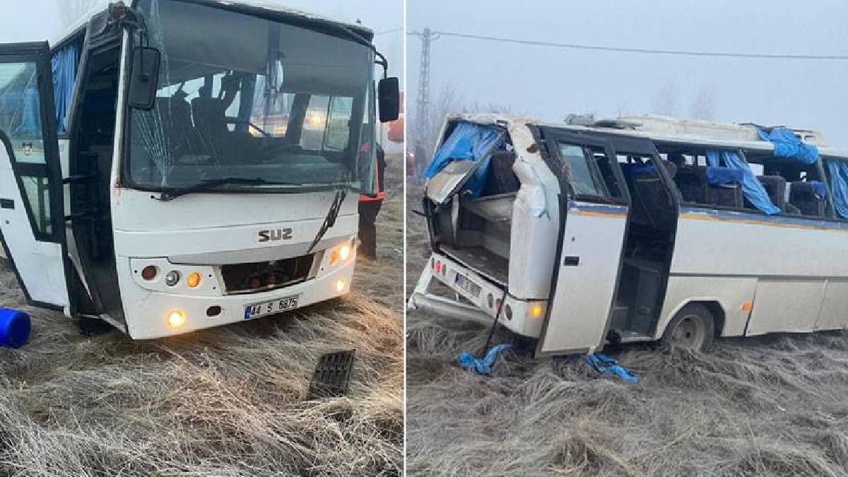 Malatya'da işçi servisi devrildi: 17 işçi yaralı