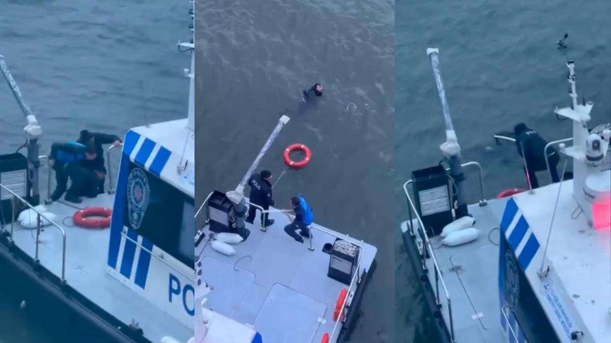 Haliç Metro Köprüsü'nden düştü deniz polisi kurtardı