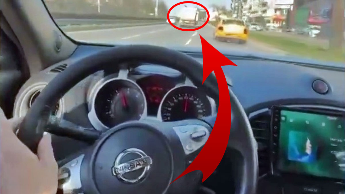 Makas atan trafik magandası kamyona böyle girdi! Kendi kazasını cep telefonuyla kaydetti