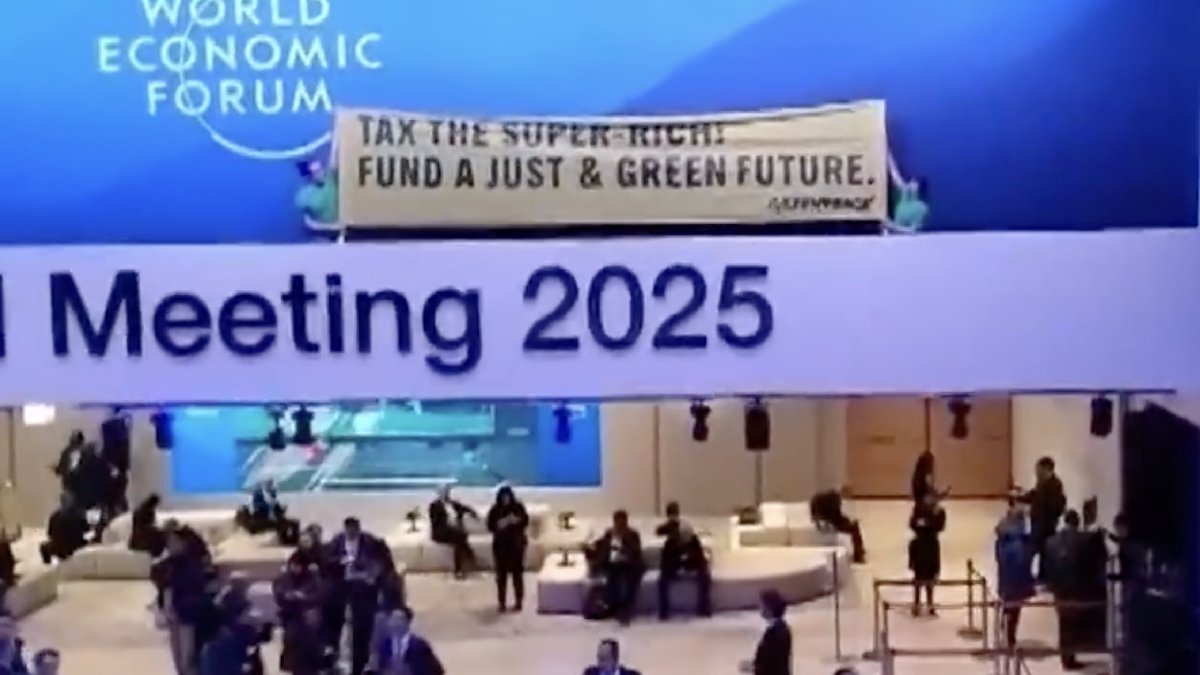 Greenpeace’nin eylemi Davos’a damga vurdu: Süper zenginleri vergilendirin, yeşil geleceği finanse edin!