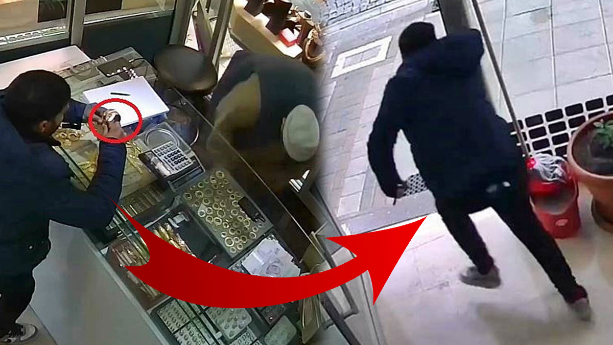 Kuyumcu eğilince 105 bin TL'lik bileziklerle böyle tüydü! Pes dedirten hırsızlık kamerada