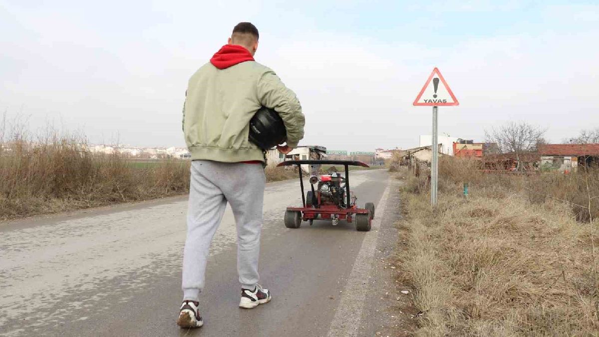 Sıfırdan yüksek hıza uzanan icat! Hurda malzemeler ve çapa motordan yaptı: Saatte 100 km hıza çıktı