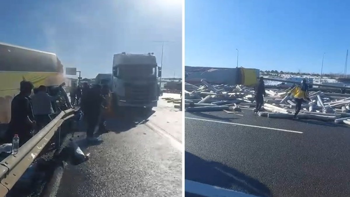 Kuzey Marmara Otoyolu'nda kaza: TIR ile yolcu otobüsü çarpıştı