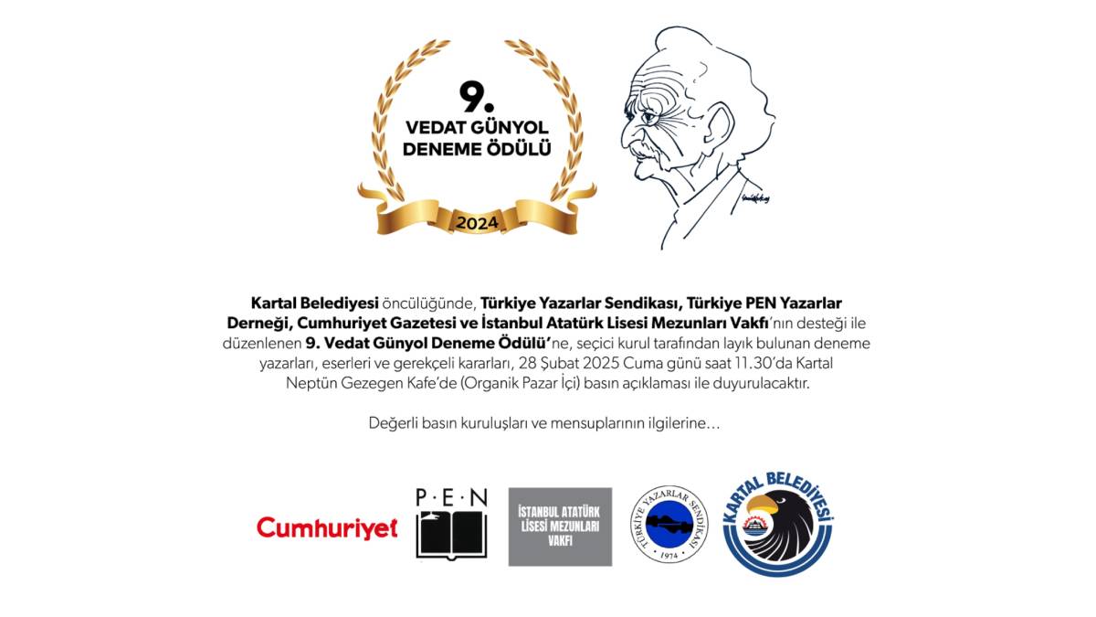 ‘Vedat Günyol 9. Deneme Ödülü’nün kazanan isimleri basın toplantısında açıklanacak
