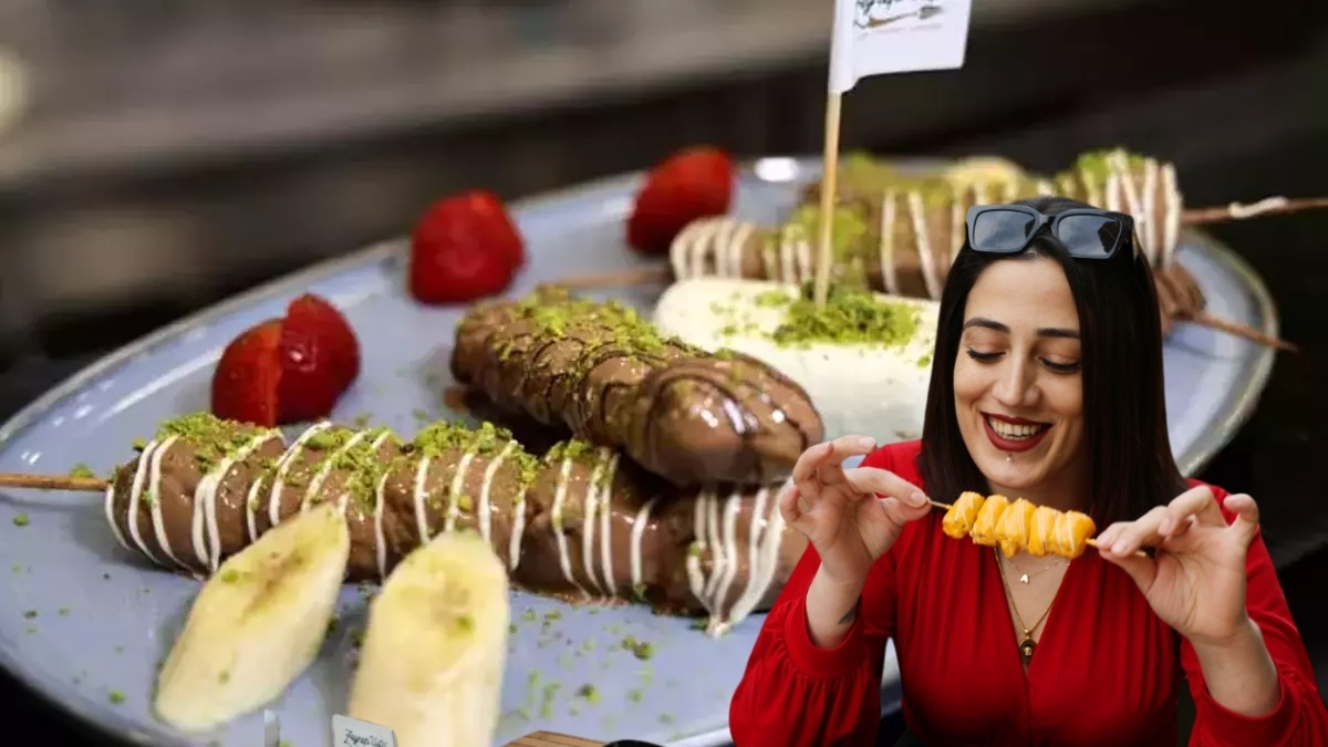 Etli değil tatlı “çöp şiş”! Adanalı tatlıcıdan yeni şaheser: Ramazan ayına özel rengarenk servis yapılıyor