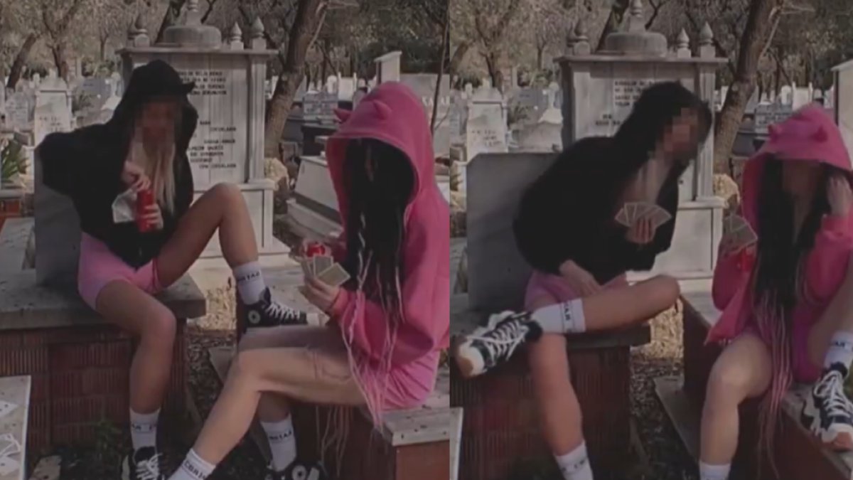 Her şey daha fazla takipçi kazanmak için! Bu kadarı da olmaz: Mezar taşlarına oturup iskambil oynadılar