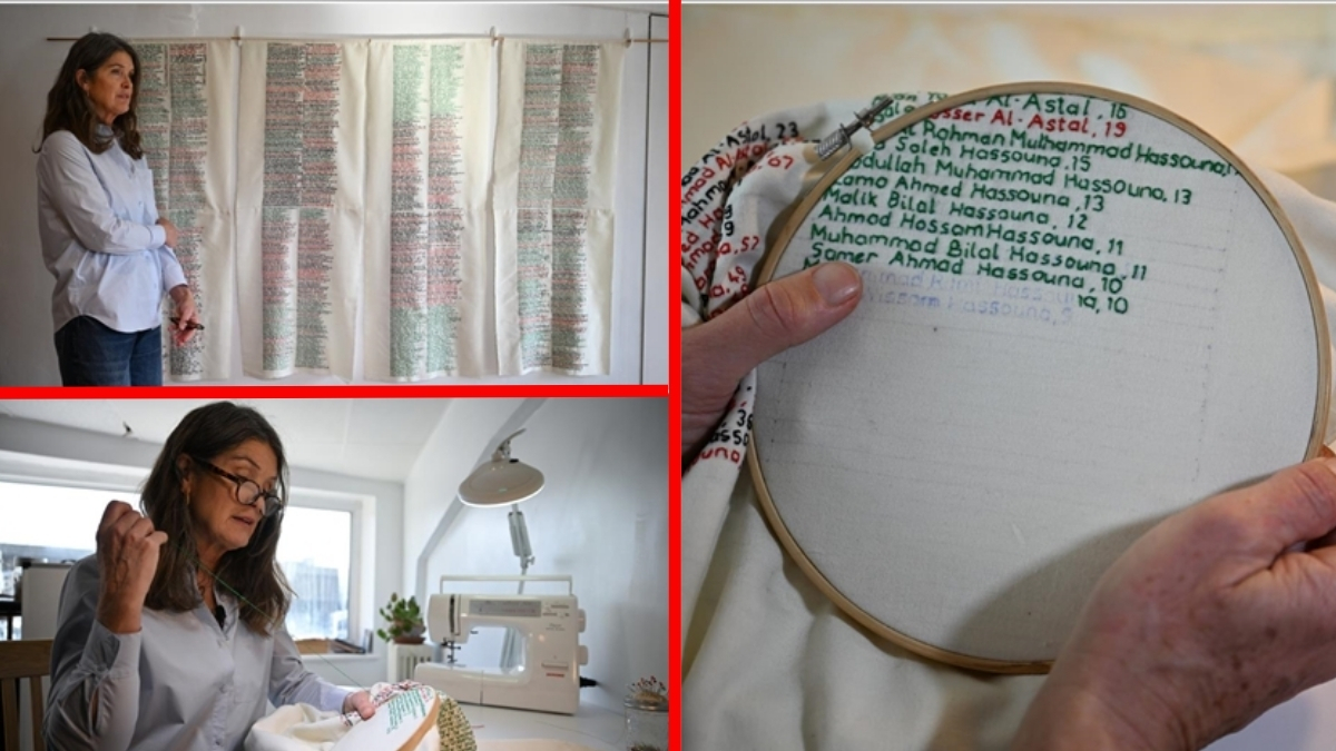 Gazze’de şehit olanların anısına yapıyor, tek tek işliyor! İrlandalı Mary’nin duygulandıran çalışması…