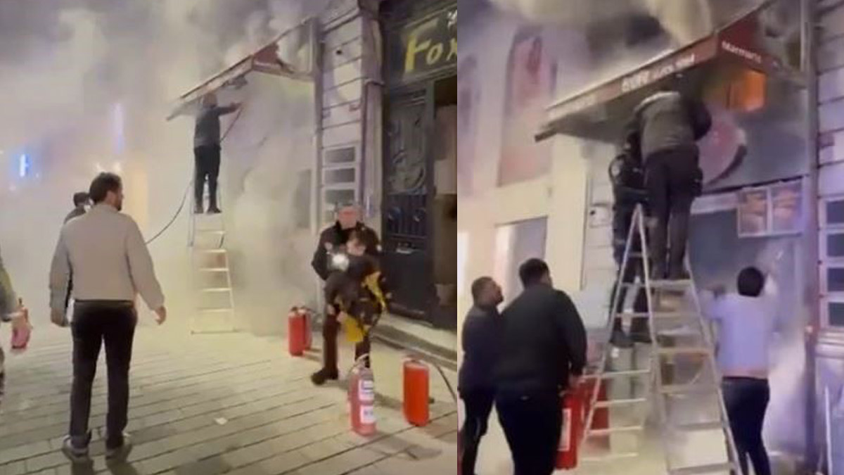 İstiklal Caddesi’nde büfede yangın: Dumanda mahsur kalan çocuğu polis kurtardı