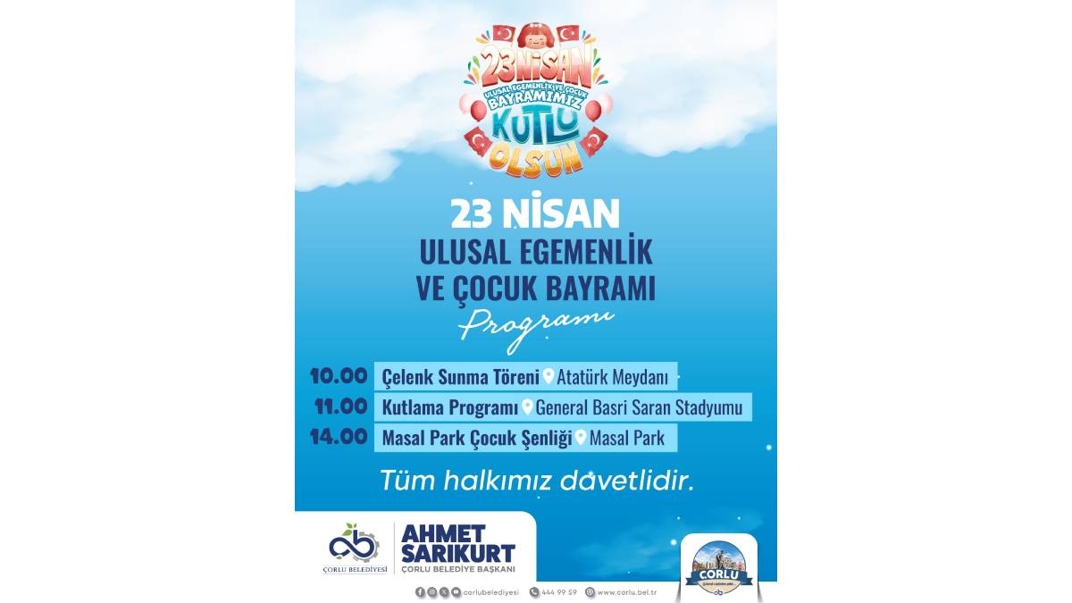 23 Nisan Çorlu’da coşkuyla kutlanacak
