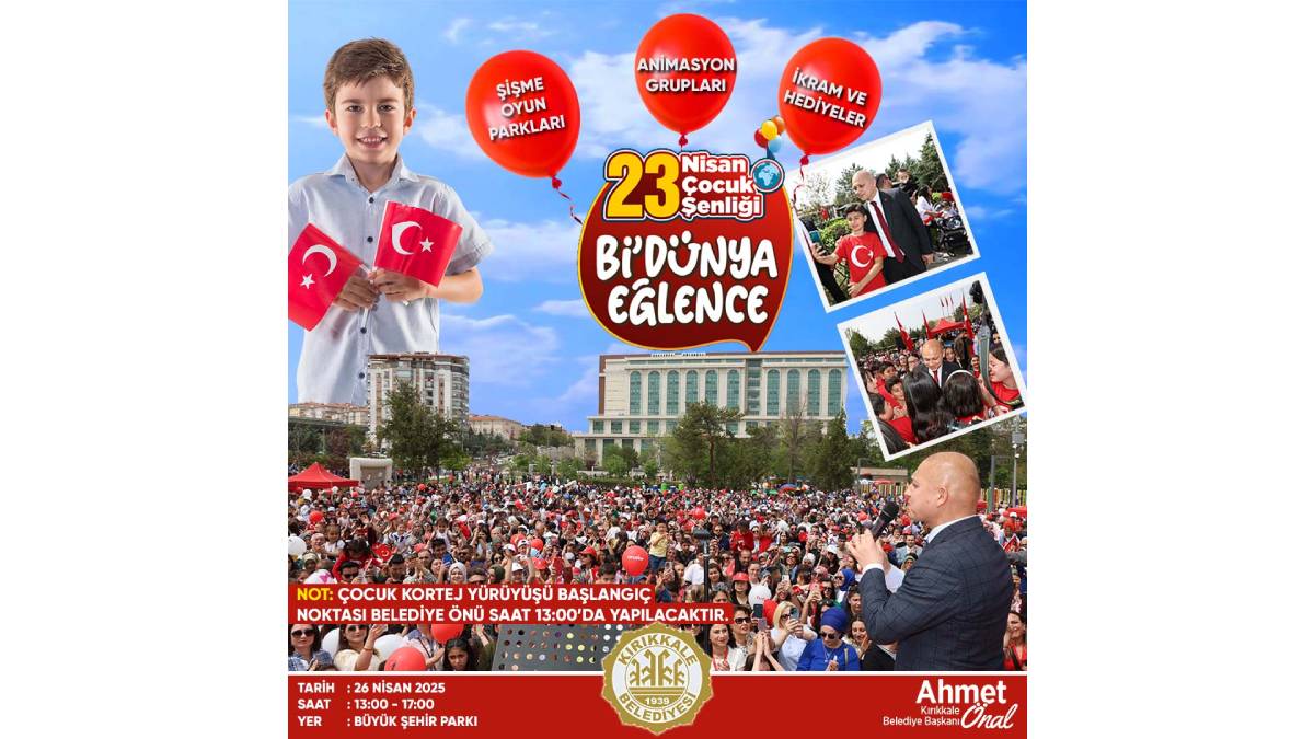 23 Nisan coşkusu Kırıkkale’de çocuk şenliği ile devam ediyor