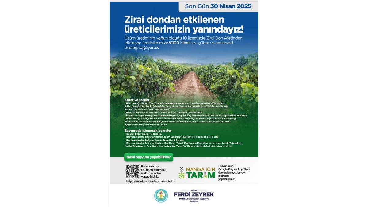 Büyükşehir’den don zararına uğrayan üreticilere destek