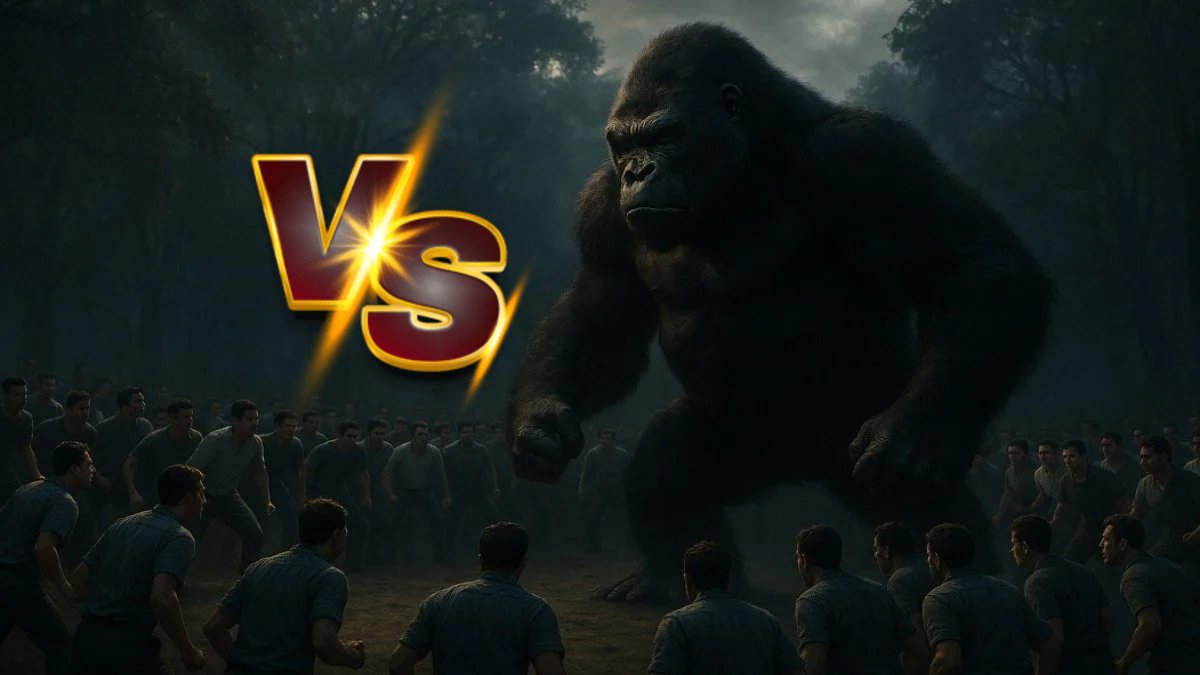 100 erkek bir goril ile dövüşse kim kazanır? Sosyal medyada viral olan tartışma